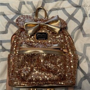 Loungefly Rose Gold Sequin Bow Backpack
